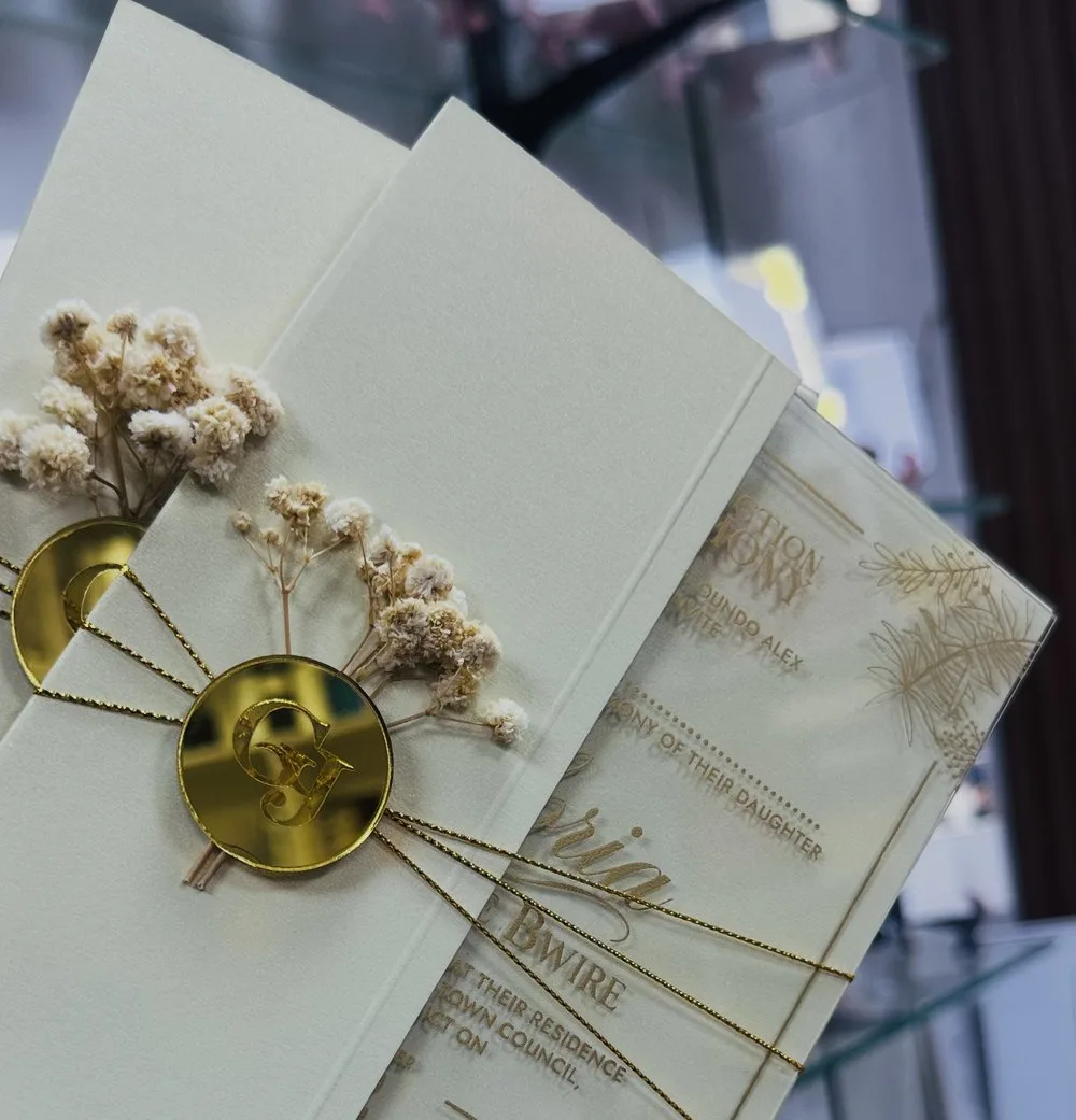Cream acrylic invitation suite